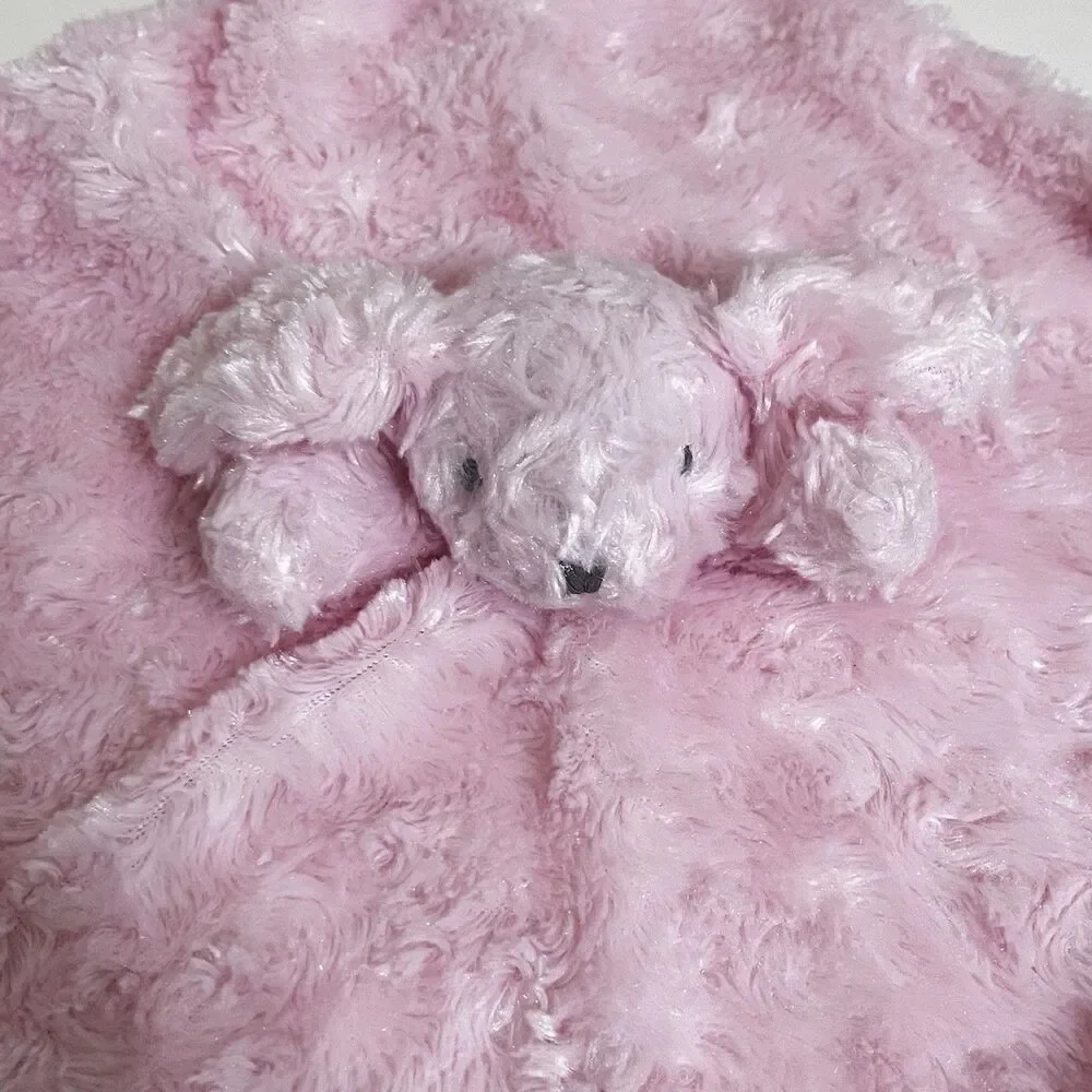 Blankets & Beyond Pink Puppy Dog Security Blanket Lovey Rosette Swirl Lovie